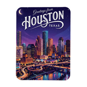 Imán Horizonte nocturno de Houston Texas Texas