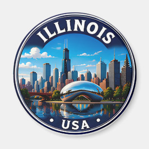 Imán Horizonte Urbano de Illinois Viajes por el Medio O