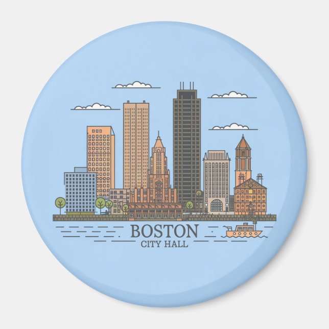 Imán Horizonte urbano de la ciudad de Boston, horizonte (Frente)
