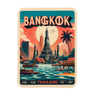 Imán Horizonte urbano retro de Bangkok - regalos de via