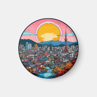 Imán Horizonte urbano vibrante de Seúl