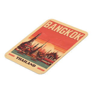 Imán Horizonte urbano vintage de la ciudad de Bangkok r