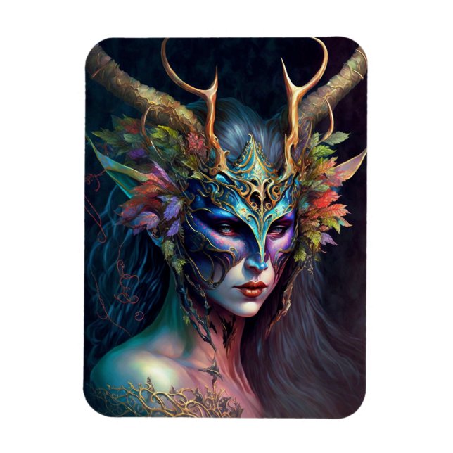 Imán Horn Elf Woman Fantasy Art Magnet (Vertical)