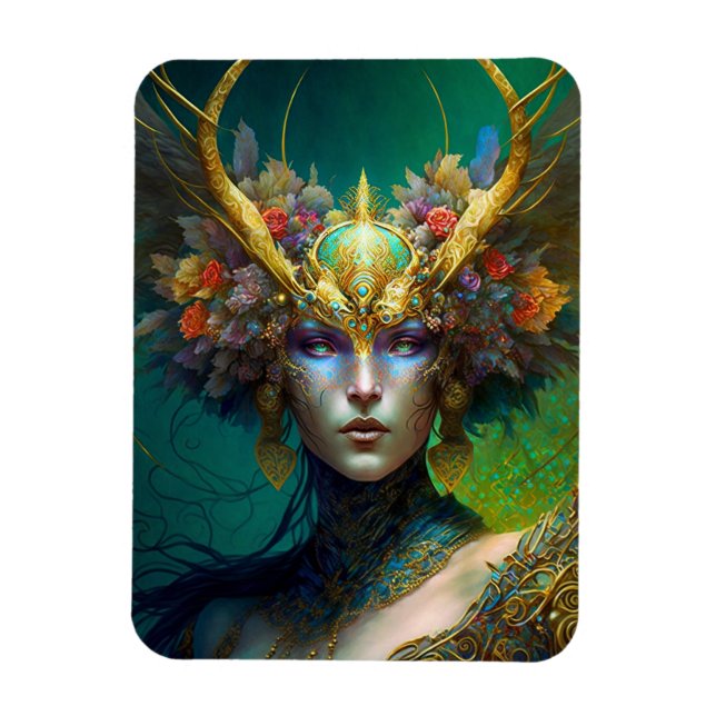 Imán Horn Elf Woman Fantasy Art Magnet (Vertical)
