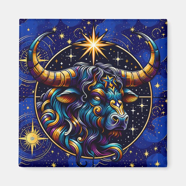 Imán Horoscopio Rótulo Taurus Zodiac Astrología (Frente)
