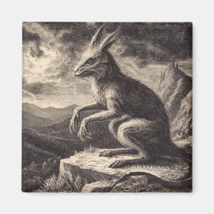 Imán Horror del Ilustracion antiguo de Chupacabra
