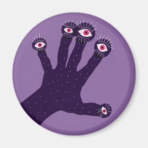 Imán Horror Gótico Purple Creepy Hand Weird Eyes