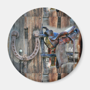 Imán Horse Saddle Horseshoe Rustic Western