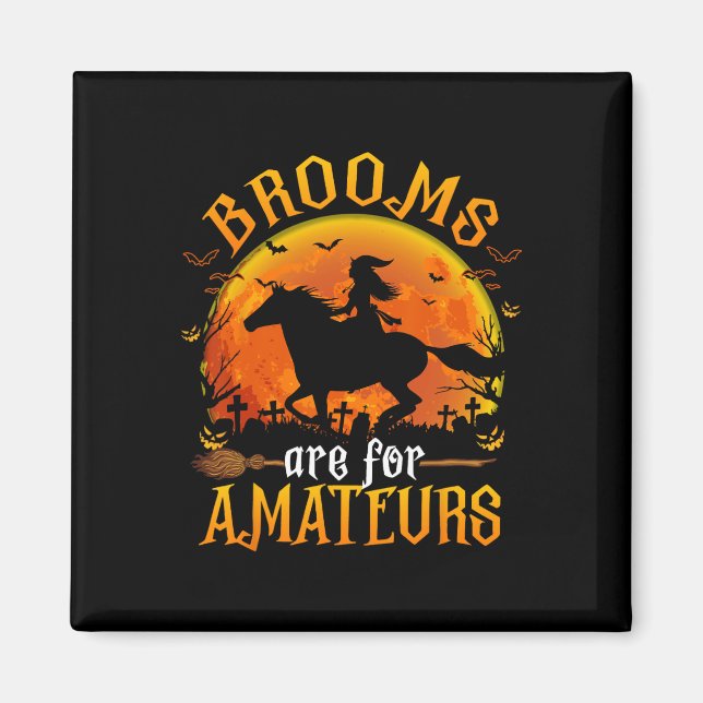 Imán Horses Witch Halloween Funny Brooms Son Para Amate (Frente)