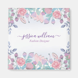 Imán Hortensias Florales Acuarela Azul Chic Moderno