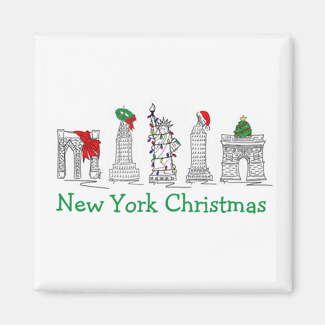 Imán Hospedajes de feriado de Nueva York para Navidades (Frente)