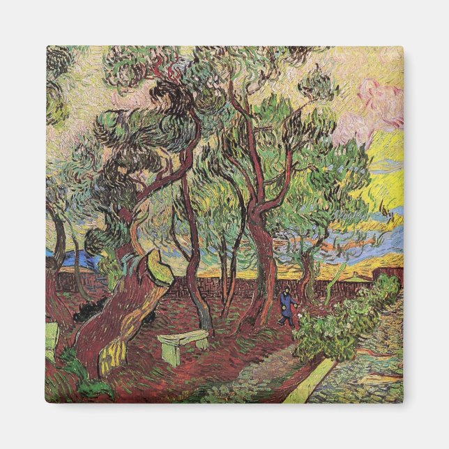 Imán Hospital Saint Paul y Jardín por Vincent van Gogh (Frente)
