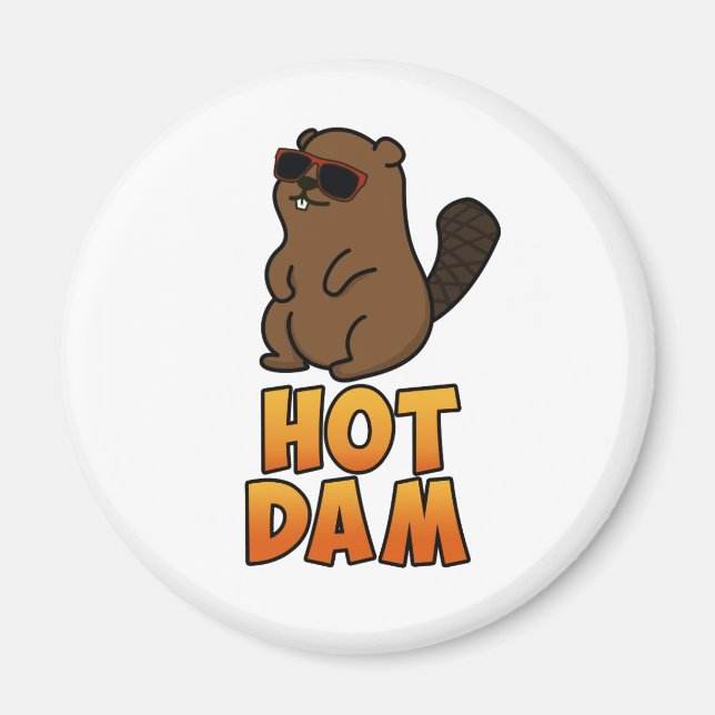 Imán Hot Dam Funny Guay Beaver Pun (Frente)