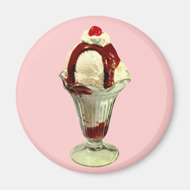 Imán Hot Fudge Sundae Retro Ice Cream Magnet (Frente)