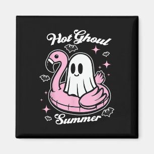 Imán Hot Ghoul Summer Flamingo Ghost Summerween