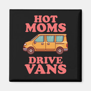 Imán Hot Moms Drive Vans Groovy Retro