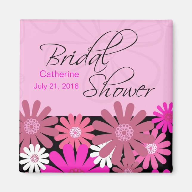 Imán Hot Pink Gerber Daisy Bridal Shower Magnet (Frente)