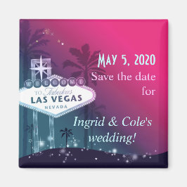 Imán Hot Pink Las Vegas Strip Wedding Save the Date