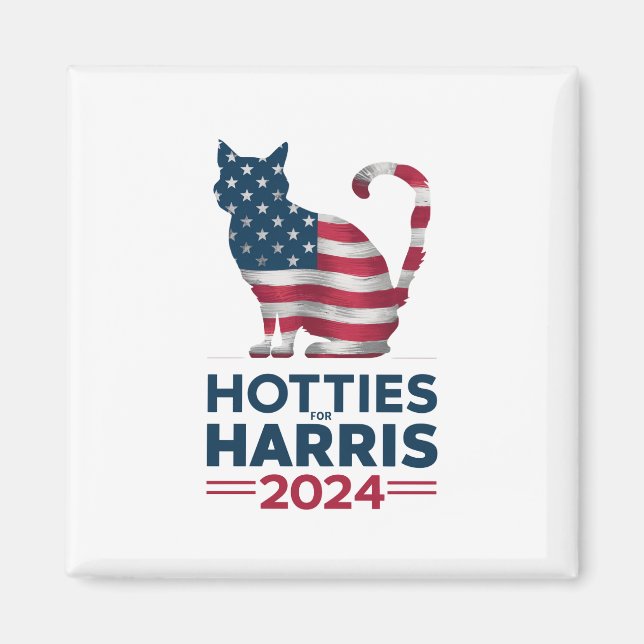 Imán Hotties For Harris 2024 Cat Ladies Kamala Harris (Frente)