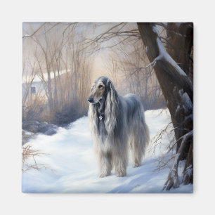 Imán Hound afgano deja que nieve Navidades