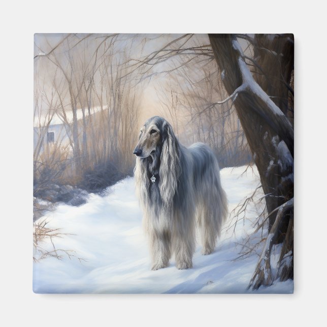 Imán Hound afgano deja que nieve Navidades (Frente)