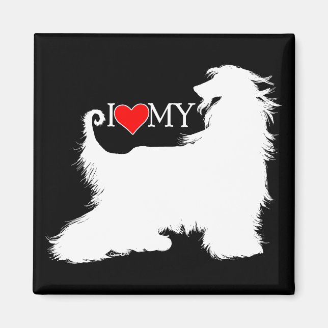 Imán Hound afgano I Love (corazón) my (Frente)