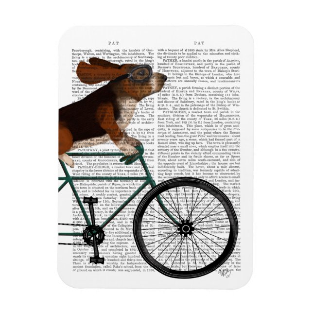 Imán Hound Basset en la bicicleta (Vertical)