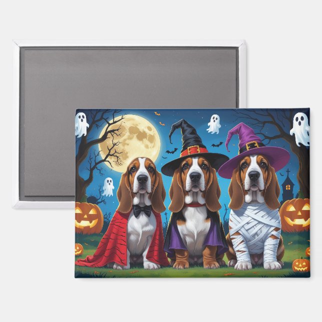 Imán Hound Hound Dogs Pumpkin Halloween Funny (Anverso/Reverso)