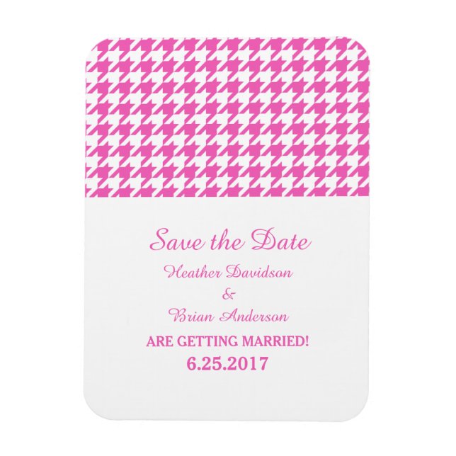 Imán Houndstoth Save the Date Magnet, rosa (Vertical)