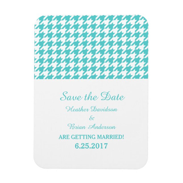 Imán Houndstoth Save the Date Magnet, Turquesa (Vertical)