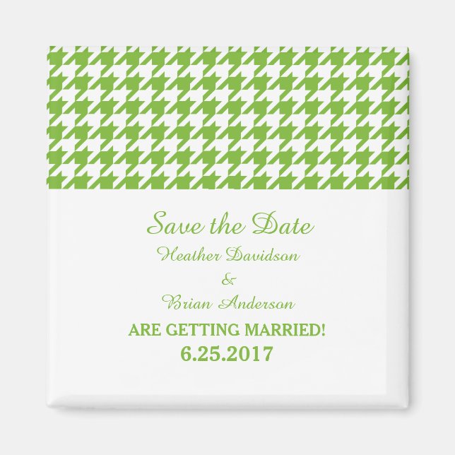 Imán Houndstoth Save the Date Magnet, Verde (Frente)
