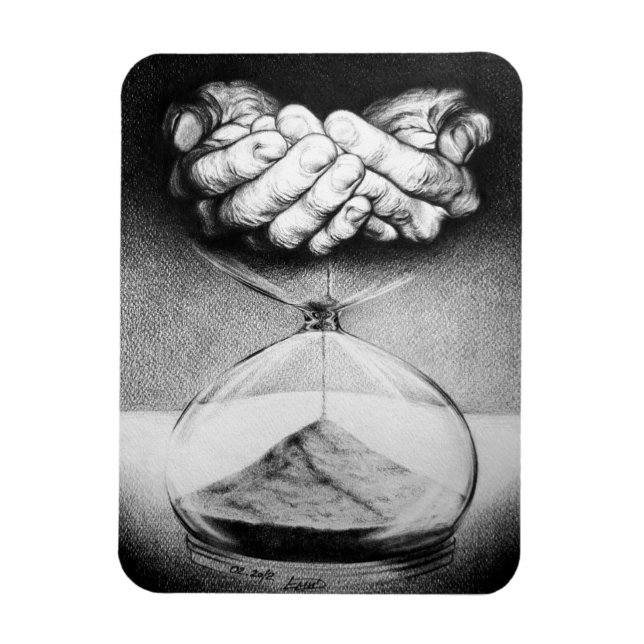 Imán Hourglass hand Pencil Drawing Surreal art (Vertical)