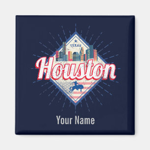 Imán Houston Skyline Texas Estados Unidos Vintage