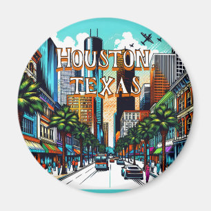 Imán Houston, Texas Downtown City View Resumen de Arte