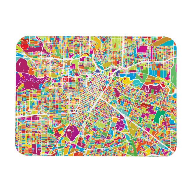 Imán Houston, Texas | Mapa de neón (Horizontal)