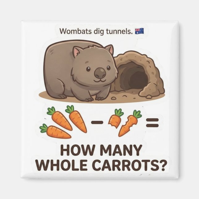 Imán How Many Carrots? Wombat Math Subtraction Game (Frente)