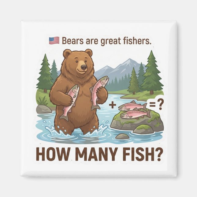 Imán How Many Fish? – Bear Fishing Learning Magnet (Frente)