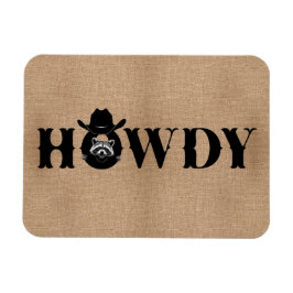 Imán Howdy Cowboy Raccoon Funny Fridge