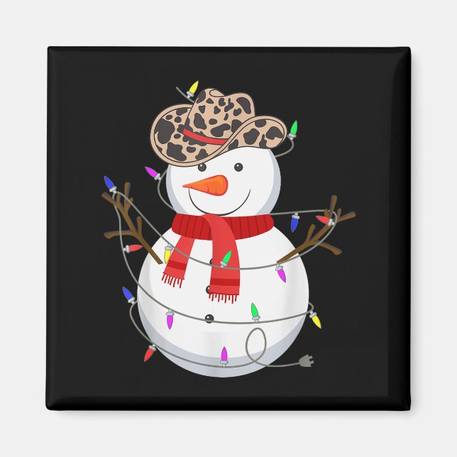 Imán Howdy Snowman Funny Cowboy Hat Western Christmas 2 (Frente)
