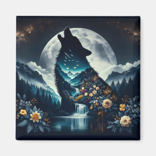 Imán Howling Wolf Arte Ai Luna Completo