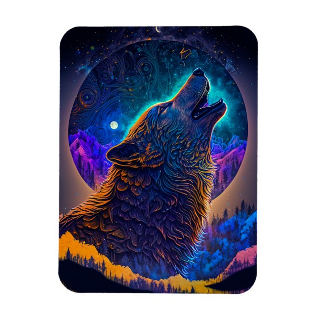 Imán Howling Wolf Surreal Fantasy (Vertical)
