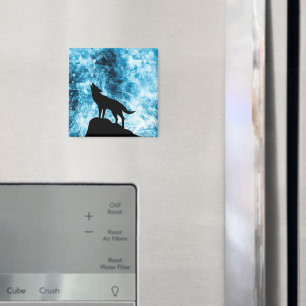 Imán Howling Wolf Winter humo azul de nieve Resumen