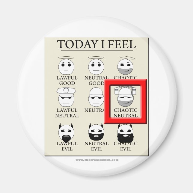 Imán Hoy me siento caótico neutral (Frente)