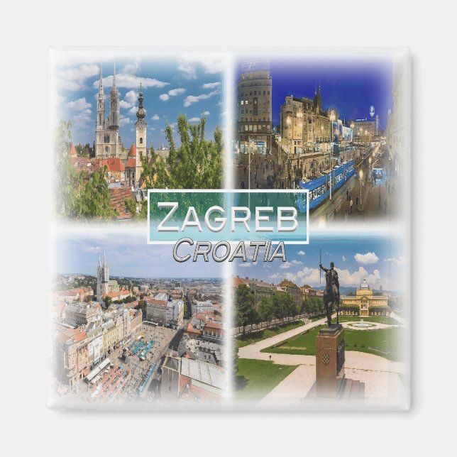 Imán HR0038 Europa, Croacia, Zagreb, nevera (Frente)