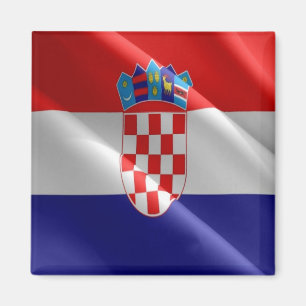 Imán HR - Croacia - Bandera ondulada - Croata