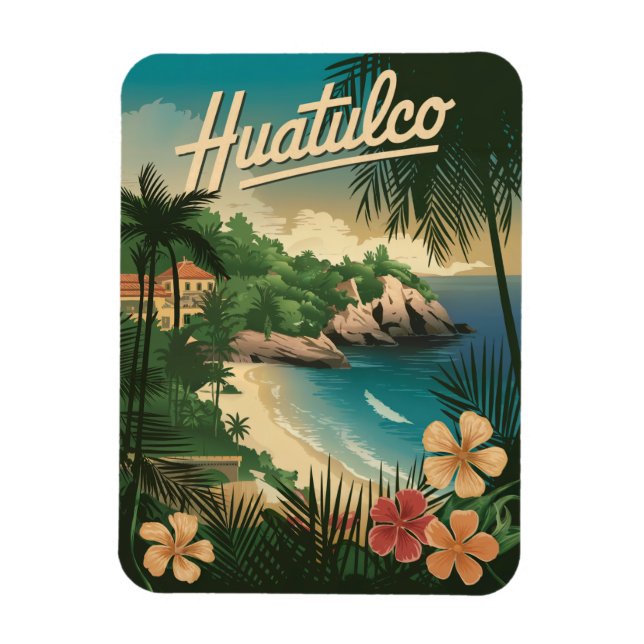 Imán Huatulco México Vintage (Vertical)