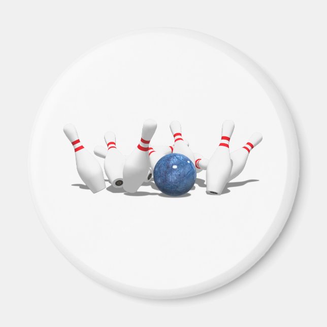 Imán ¡Huelga! Bolas de bolos y pines: (Frente)