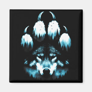 Imán Huella Animales Lobos Amantes Lobo Aullando En
