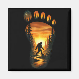 Imán Huella de Bigfoot Sasquatch Bosque Atardecer Campa