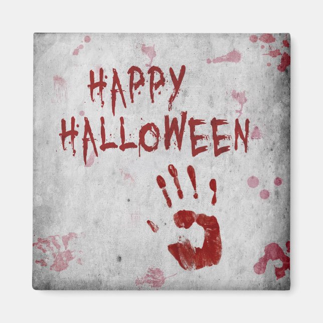 Imán Huella de Mano Sangrienta de Halloween (Frente)